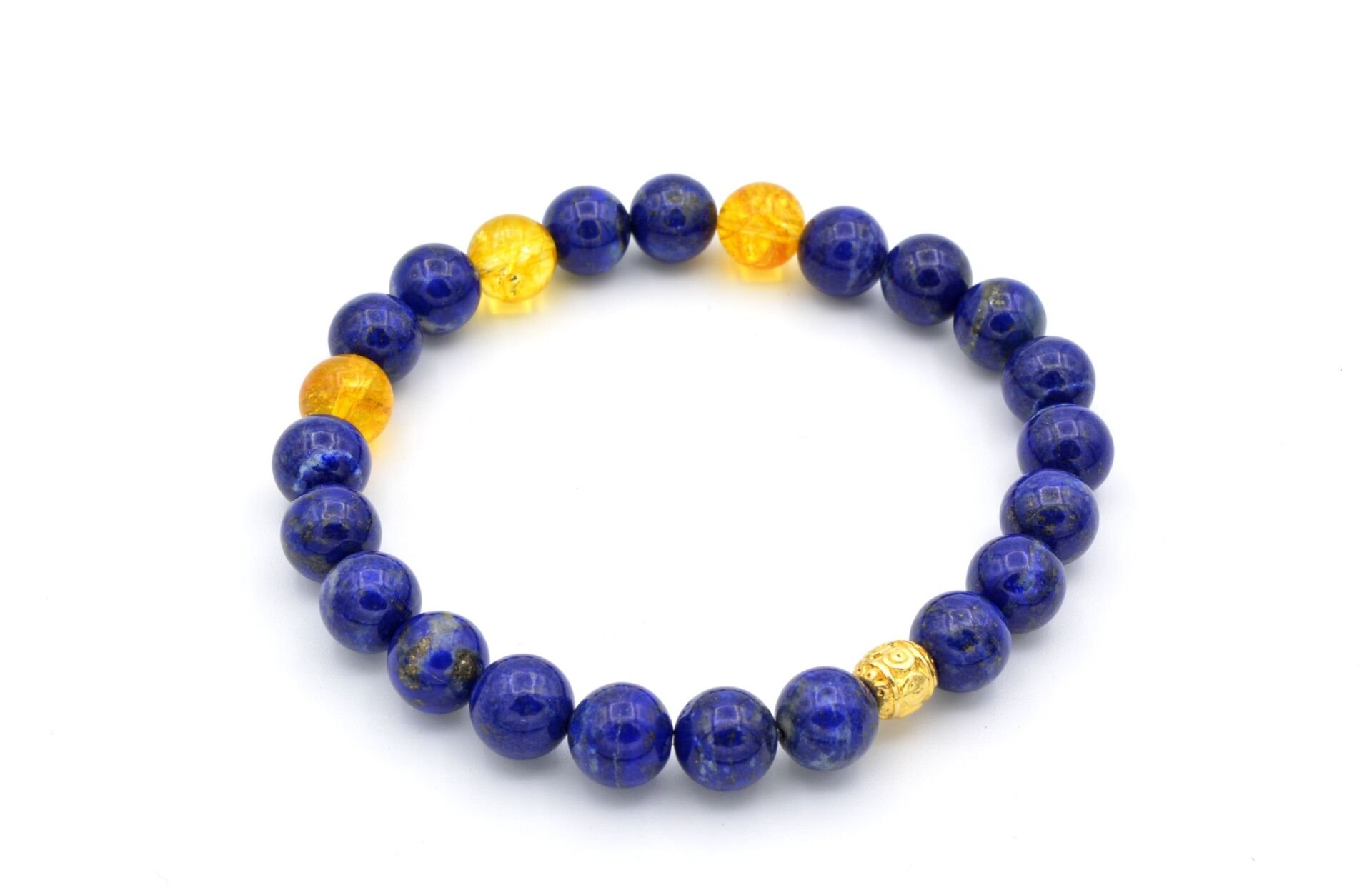Hakiki Doğal Lapis Lazuli ve Sitrin Taşı Bileklik 1.Kalite 001