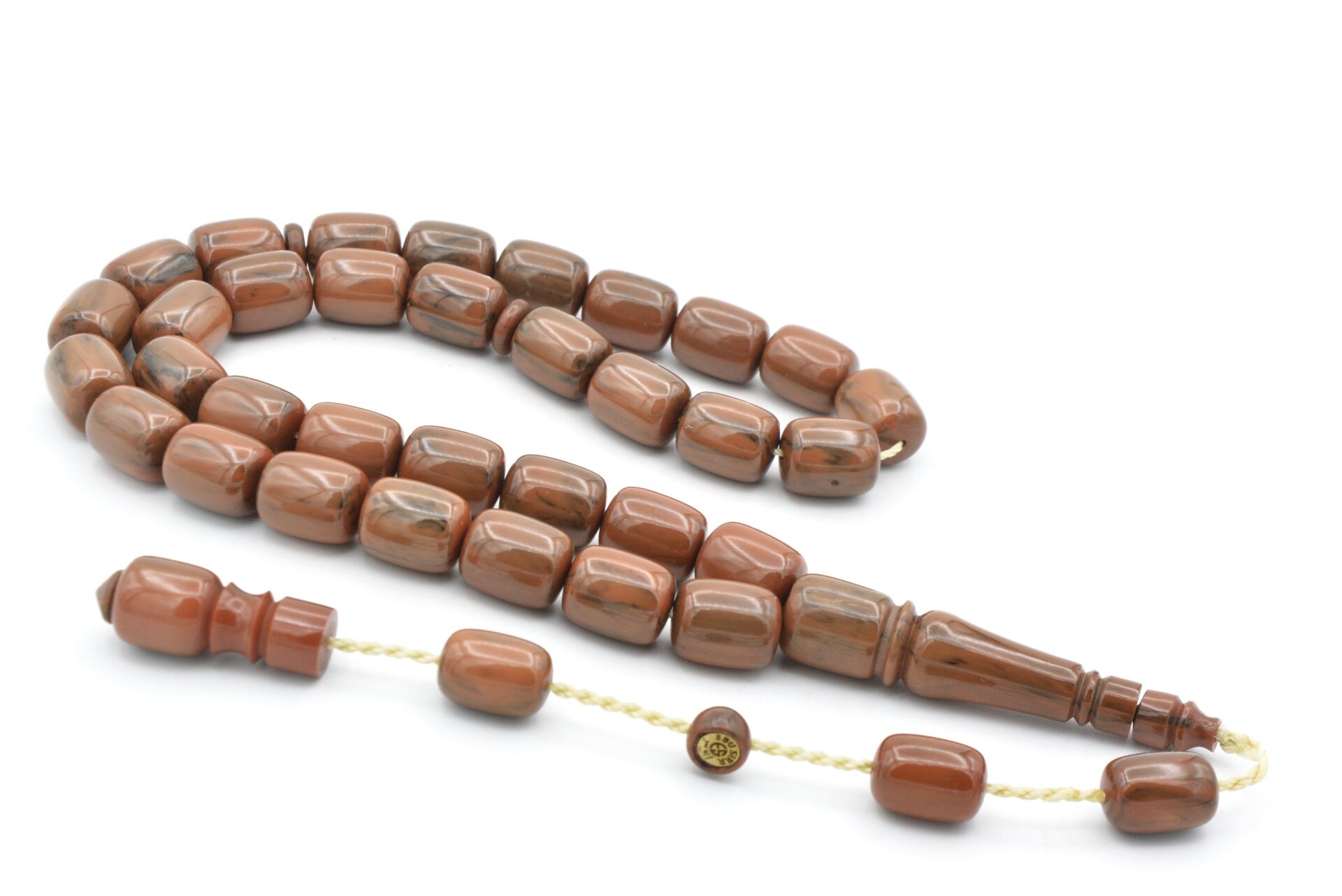 Ebu Sırr İmzalı Kapsül Kesim Hareli Gri Katalin Tesbih