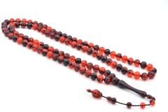 Usta İşi Sistemli Sığırcık Kesim 99 luk Kırmızı Siyah Uçak Camı Tesbih