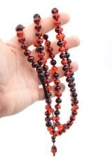 Usta İşi Sistemli Sığırcık Kesim 99 luk Kırmızı Siyah Uçak Camı Tesbih