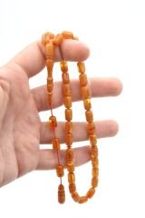 USTA İŞİ SİSTEMLİ KAPSÜL KESİM HARELİ BEJ SIKMA KEHRİBAR TESBİH 127