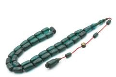 Sarı Ahmet İmzalı Kapsül Kesim Lacivert Sıkma Kehribar Tesbih