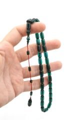 Sarı Ahmet İmzalı Kapsül Kesim Lacivert Sıkma Kehribar Tesbih