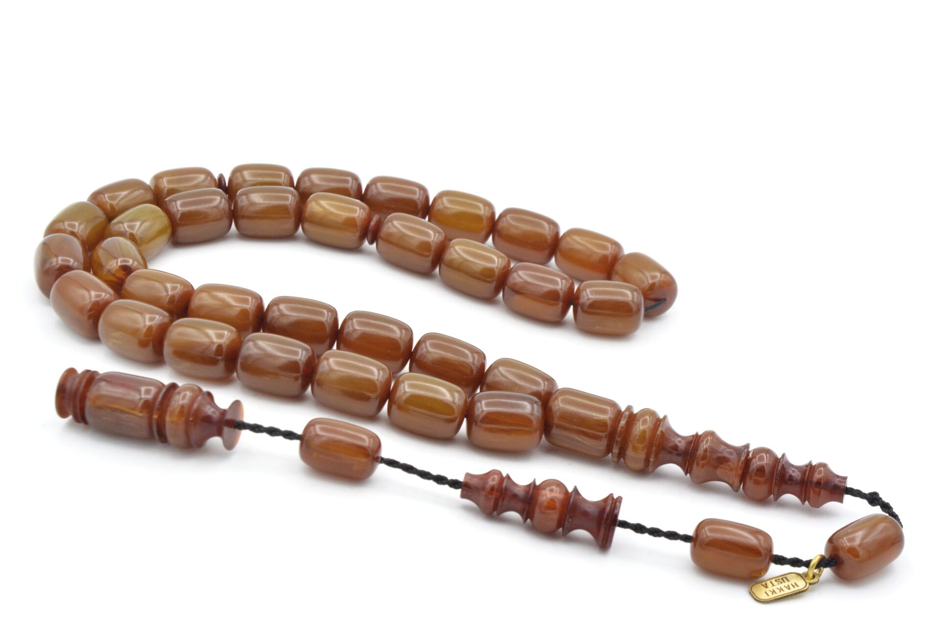 Hakkı Usta İmzalı Kapsül Kesim Hareli Yeşil Katalin Tesbih