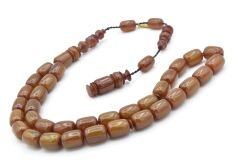 Hakkı Usta İmzalı Kapsül Kesim Hareli Yeşil Katalin Tesbih