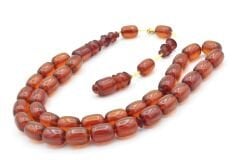 Hakkı Usta İmzalı Kapsül Kesim Şeffaf Turuncu Katalin Tesbih