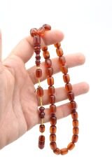 Hakkı Usta İmzalı Kapsül Kesim Şeffaf Turuncu Katalin Tesbih