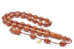 Hakkı Usta İmzalı Beyzi Kesim Hareli Sarı Katalin Tesbih