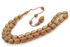 Ahmet Damar İmzalı Beyzi Kesim Açık Mavi Sıkma Kehribar Tesbih