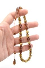 Ahmet Damar İmzalı Beyzi Kesim Açık Mavi Sıkma Kehribar Tesbih