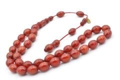 Hakkı Usta İmzalı Beyzi Kesim Hareli Turuncu Katalin Tesbih 003