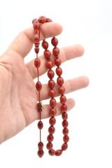 Hakkı Usta İmzalı Beyzi Kesim Hareli Turuncu Katalin Tesbih 003