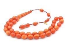 Hakkı Usta İmzalı Beyzi Kesim Hareli Turuncu Katalin Tesbih 002