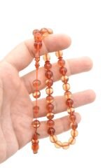 Usta İmzalı Küre Kesim Şeffaf Ateş Kehribar Tesbih