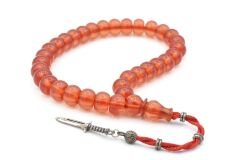 Usta İşi Basık Model Açık Kırmızı İran Necef Bağa Tesbih İri Boy 002