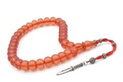 Usta İşi Basık Model Açık Kırmızı İran Necef Bağa Tesbih İri Boy 002