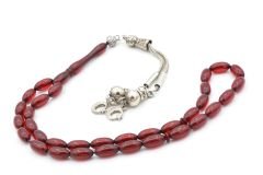 Buğday Kesim Kokulu Koyu Kırmızı Toz Kehribar Tesbih