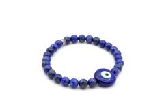 MURANO CAMI NAZAR BONCUĞU TASARIM DOĞAL LAPİS LAZULİ TAŞI BİLEKLİK