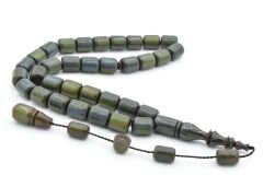 Hasan Usta İmzalı Kapsül Kesim Colorist Yeşil Mavi Sıkma Kehribar Tesbih