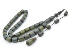 Hasan Usta İmzalı Kapsül Kesim Colorist Yeşil Mavi Sıkma Kehribar Tesbih