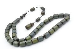 Hasan Usta İmzalı Kapsül Kesim Colorist Yeşil Mavi Sıkma Kehribar Tesbih