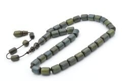 Hasan Usta İmzalı Kapsül Kesim Colorist Yeşil Mavi Sıkma Kehribar Tesbih