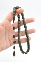 Hasan Usta İmzalı Kapsül Kesim Colorist Yeşil Mavi Sıkma Kehribar Tesbih