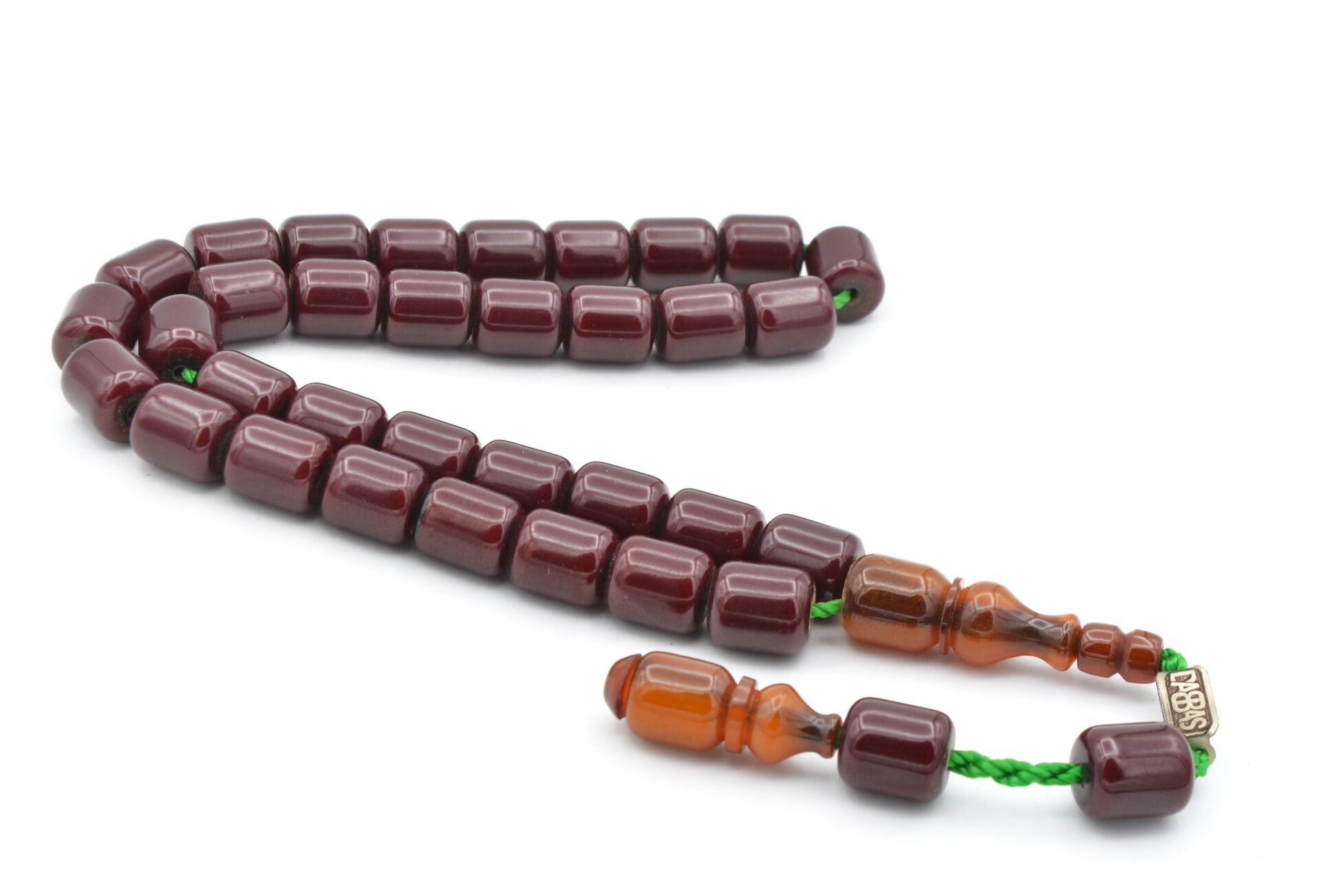 Dabbas İmzalı Kapsül Kesim Bordo Sıkma Kehribar Tesbih 002