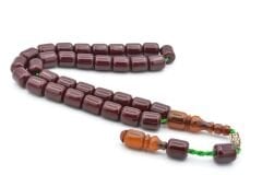 Dabbas İmzalı Kapsül Kesim Bordo Sıkma Kehribar Tesbih 002