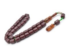 Dabbas İmzalı Kapsül Kesim Bordo Sıkma Kehribar Tesbih 002