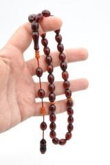 USTA İŞİ SİSTEMLİ BEYZİ KESİM BORDO SIKMA KEHRİBAR TESBİH 124