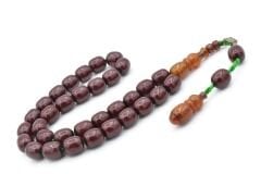 Dabbas İmzalı Beyzi Kesim Bordo Sıkma Kehribar Tesbih 001
