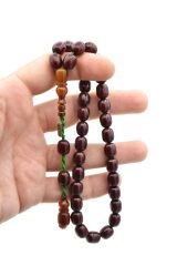Dabbas İmzalı Beyzi Kesim Bordo Sıkma Kehribar Tesbih 001