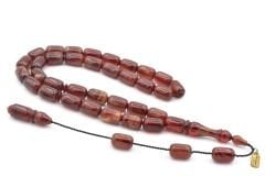 MUSTAFA UYSAL USTA YAPIMI KAPSÜL KESİM KAHVERENGİ SIKMA KEHRİBAR TESBİH