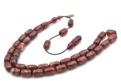 MUSTAFA UYSAL USTA YAPIMI KAPSÜL KESİM KAHVERENGİ SIKMA KEHRİBAR TESBİH