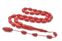 Nasır Fidan İşçilikli Hareli Kırmızı Sıkma Kehribar Tesbih