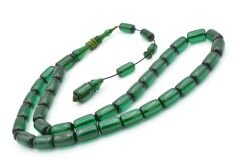 Mehmet Hızarcı Usta İşçilikli Mavi Sıkma Kehribar Tesbih