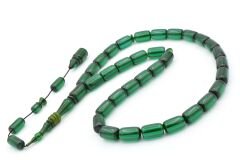 Mehmet Hızarcı Usta İşçilikli Mavi Sıkma Kehribar Tesbih