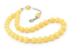 Gümüş Kaplama Kamçılı Küre Kesim Açık Sarı Sıkma Kehribar Tesbih