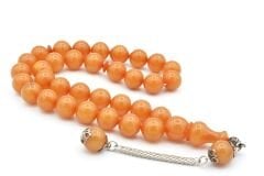 Gümüş Kaplama Kamçılı Küre Kesim Beyaz Katalin Tesbih İri Boy