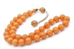 Gümüş Kaplama Kamçılı Küre Kesim Beyaz Katalin Tesbih İri Boy