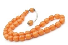 Gümüş Kaplama Kamçılı Fıçı Kesim Beyaz Katalin Tesbih İri Boy