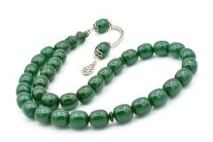 Gümüş Kaplama Kamçılı Fıçı Kesim Mavi Katalin Tesbih İri Boy