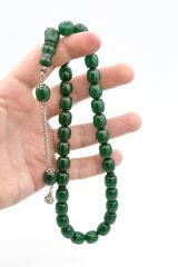 Gümüş Kaplama Kamçılı Fıçı Kesim Mavi Katalin Tesbih İri Boy