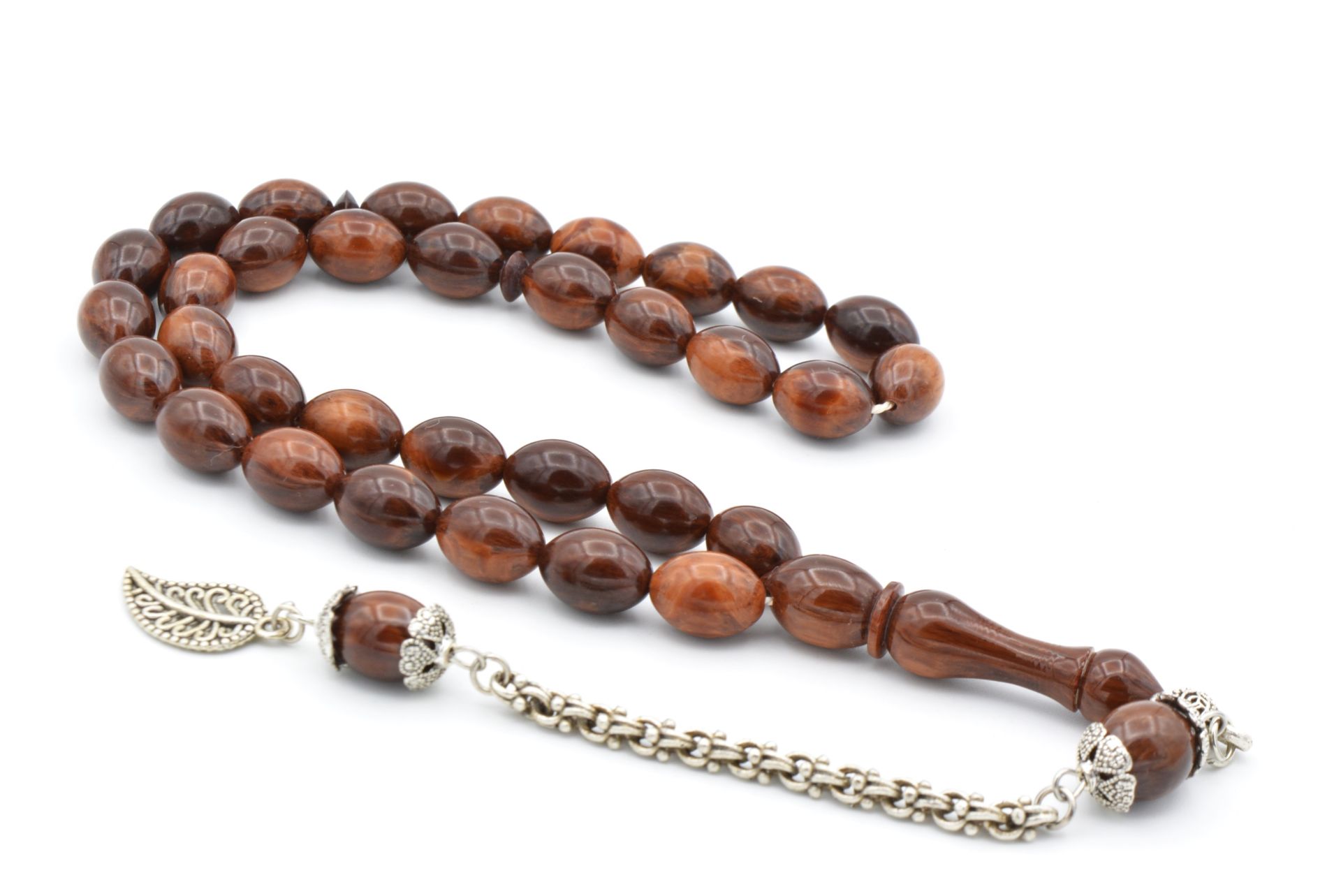 Gümüş Kaplama Kamçılı Beyzi Kesim Çekoslavak Katalin Tesbih