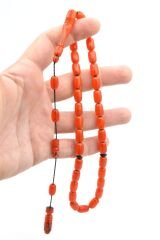 USTA İŞİ SİSTEMLİ KAPSÜL KESİM TURUNCU SIKMA KEHRİBAR TESBİH 121