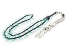 Küre Kesim Kokulu Açık Mavi Toz Kehribar Tesbih 10 Mm