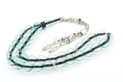 Küre Kesim Kokulu Açık Mavi Toz Kehribar Tesbih 10 Mm