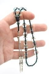 Küre Kesim Kokulu Açık Mavi Toz Kehribar Tesbih 10 Mm