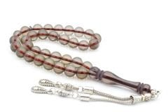Küre Kesim Kokulu Kahverengi Toz Kehribar Tesbih 10 Mm